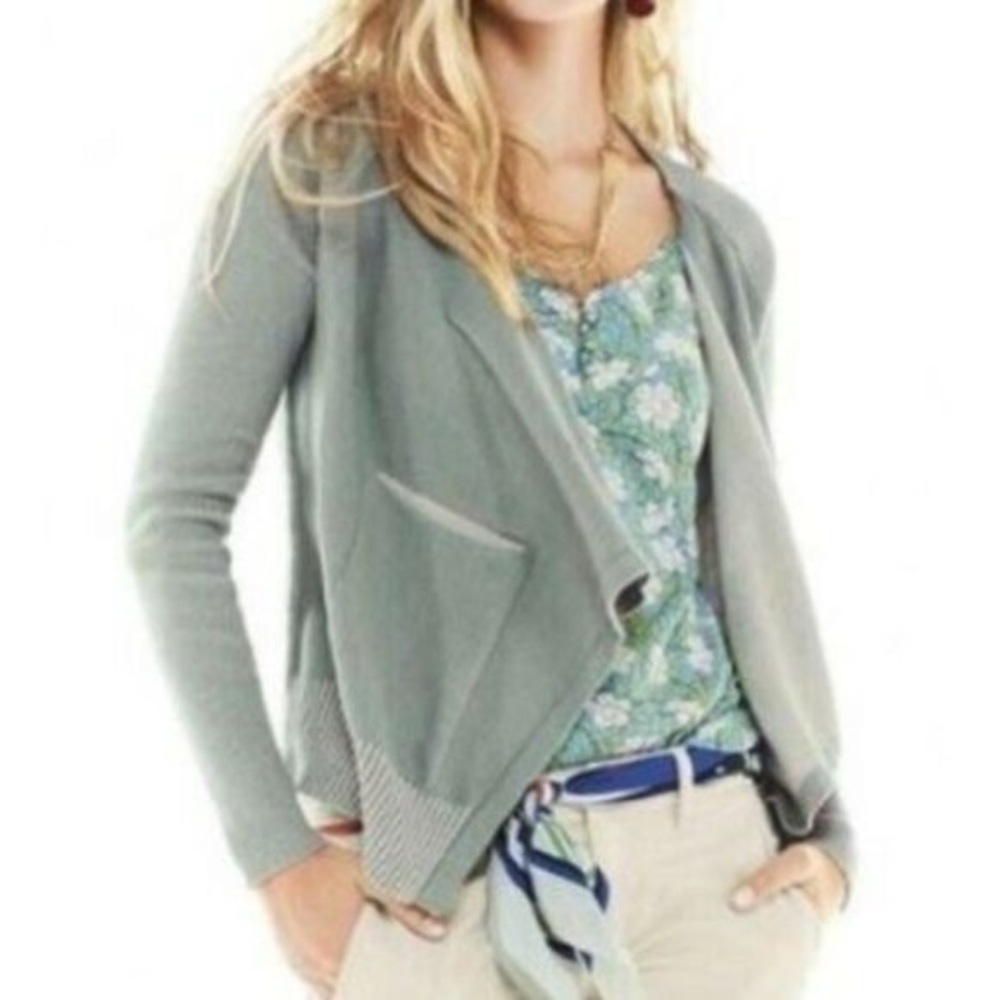CAbi Pocket Cardigan Open Front Drape Waterfall Hem Sage Green Size Medium